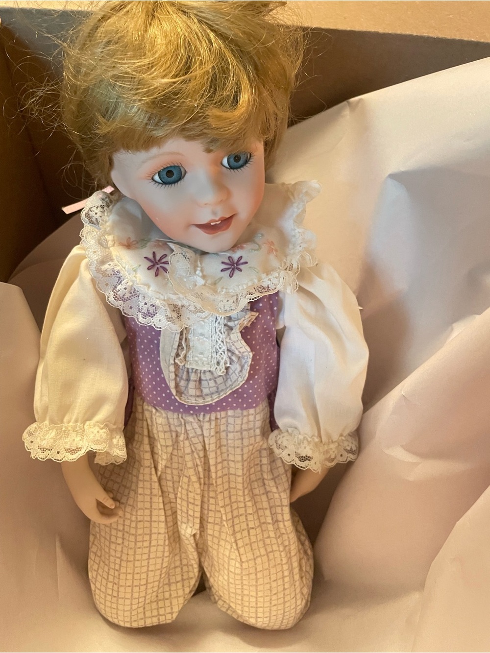 3 vintage porcelain ceramic dolls appx 14”